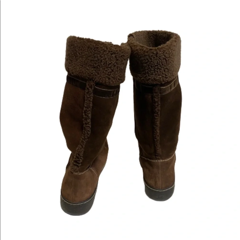 Lands End Women’s Brown Suede Sherpa Lined Boots  Sherpa Size 7D
